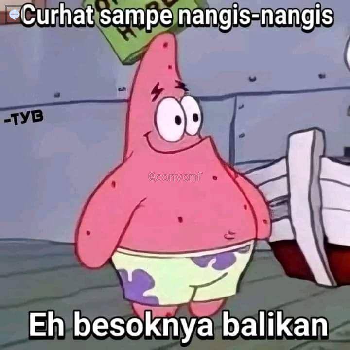 meme permasalahan hidup ala patrick star (twitter.com/mimipunyakookie)
