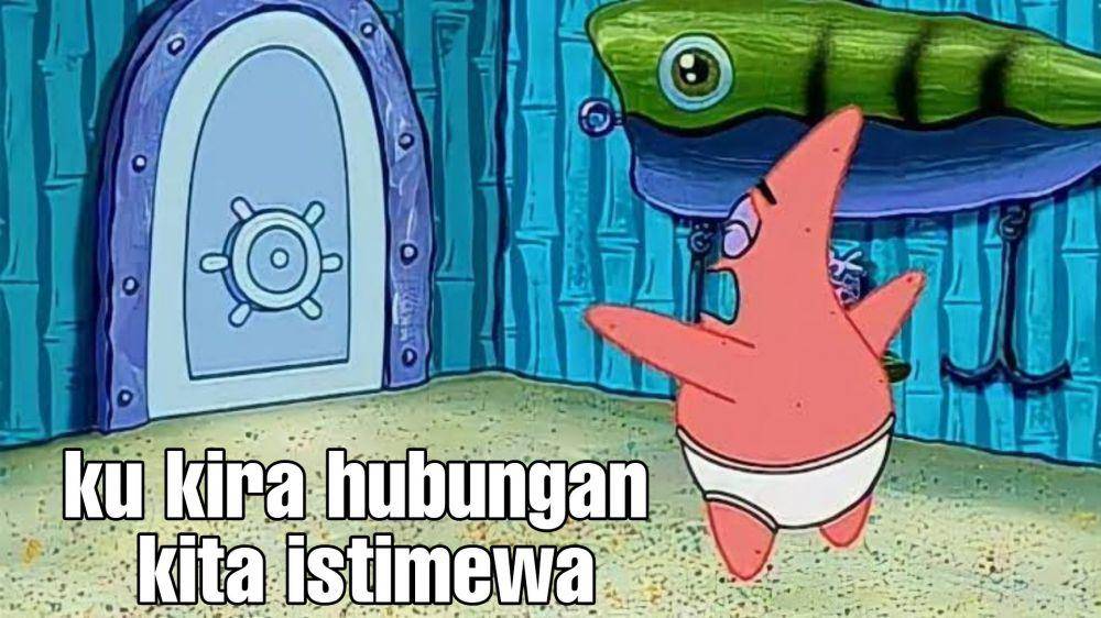 meme permasalahan hidup ala patrick star (twitter.com/komjirou)