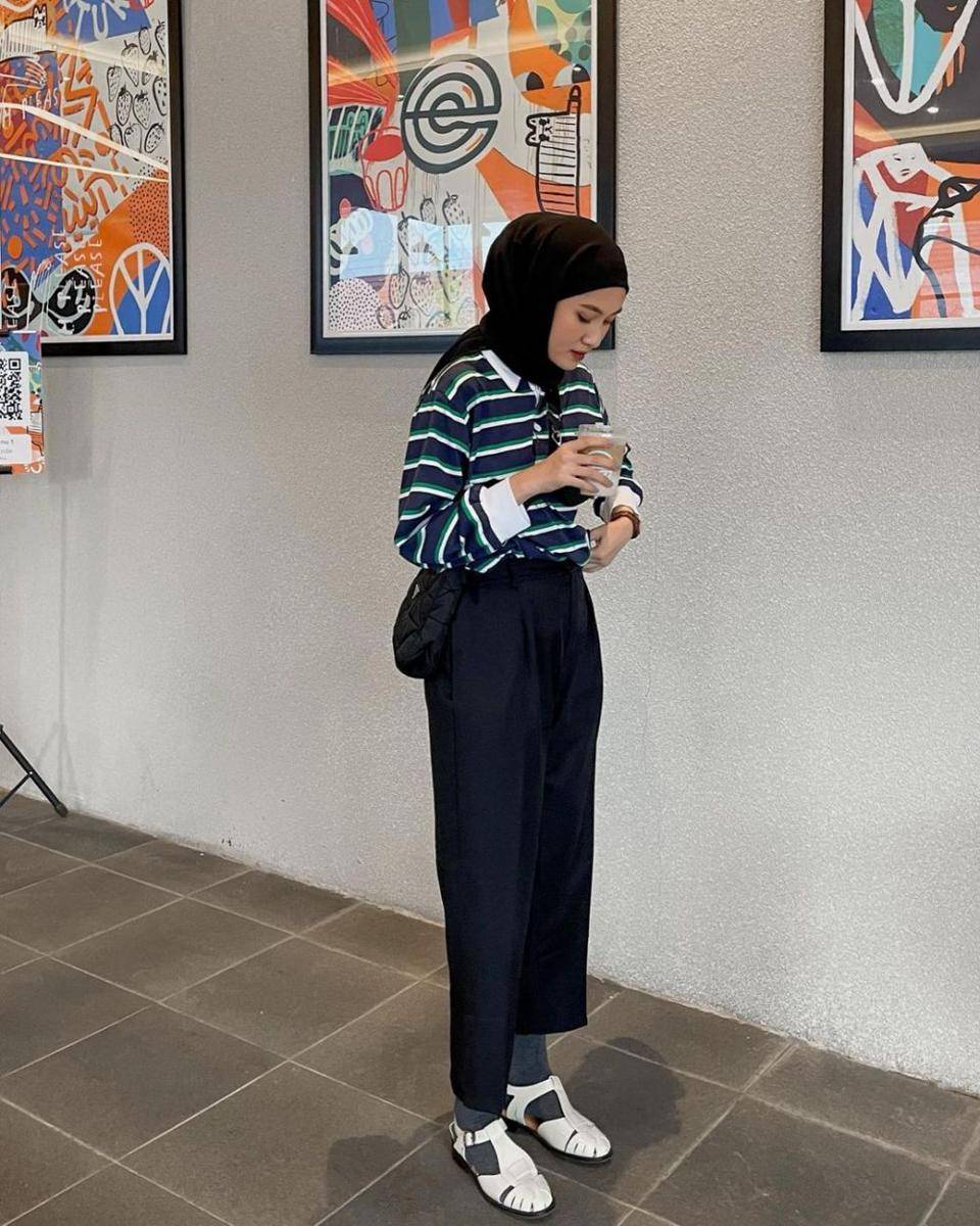 inspirasi padu padan celana high waist untuk hijab (inasrana)