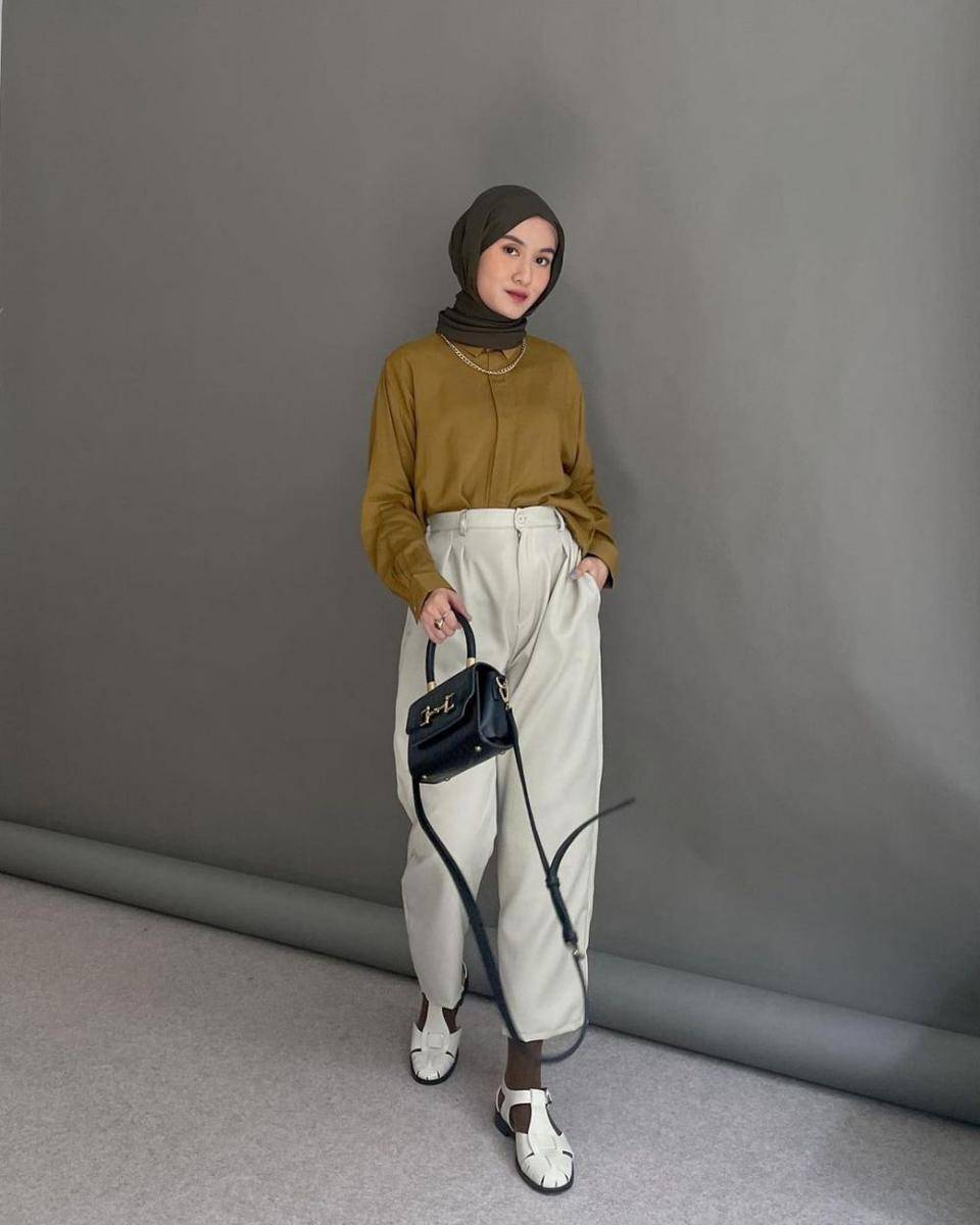 inspirasi padu padan celana high waist untuk hijab (inasrana)