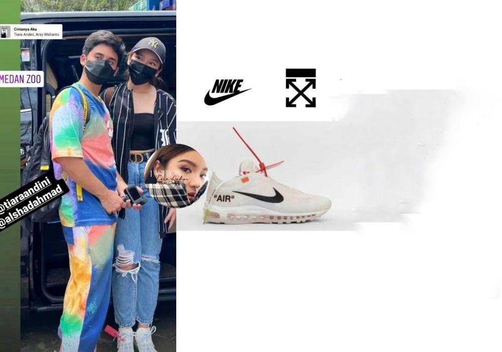 Tiara Andini memakai sepatu kolaborasi dari merk Nike X Off White (instagram.com/fashion_tiaraaandini)