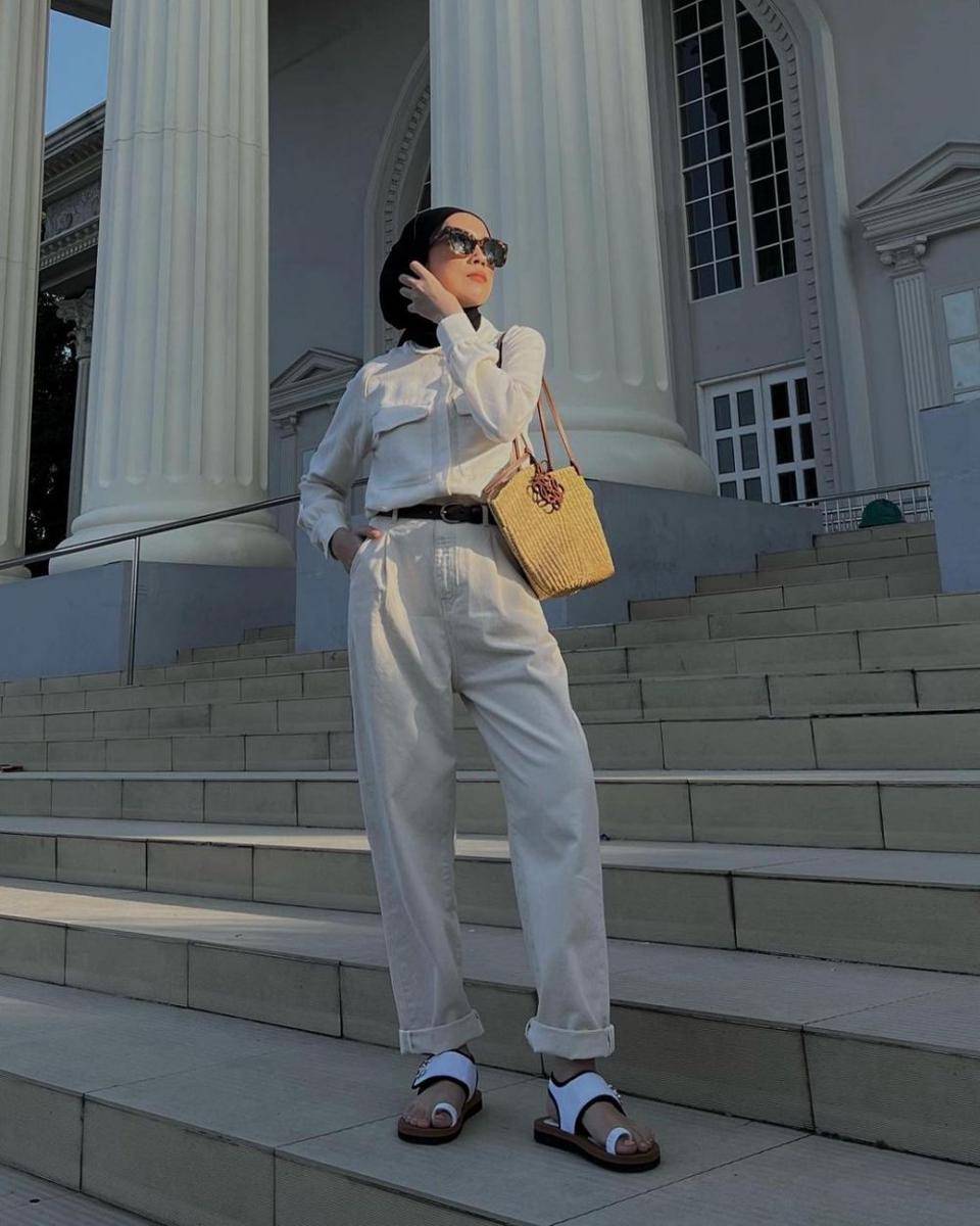 inspirasi padu padan celana high waist untuk hijab (ameliaelle)