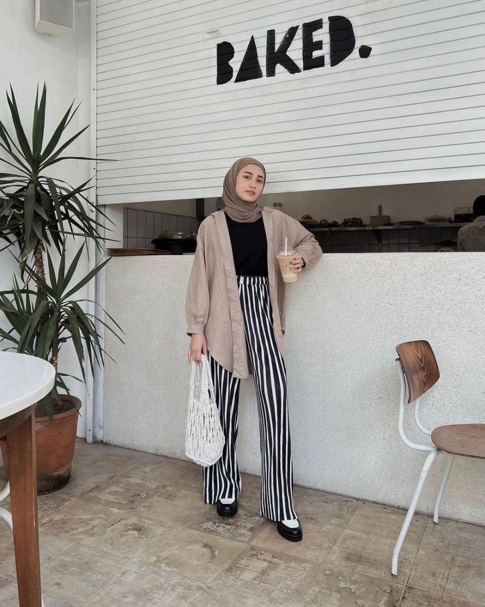 inspirasi padu padan celana high waist untuk hijab (helminursifah)