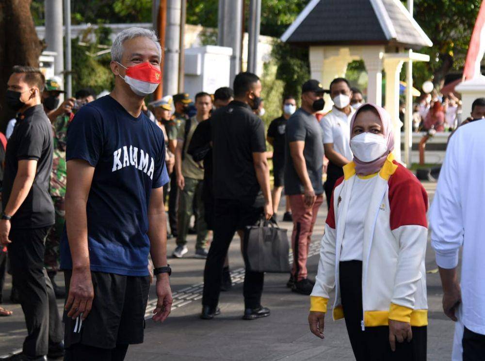 Iriana Jokowi dan Ganjar Pranowo di CFD Solo (dok. Sekretariat Presiden)