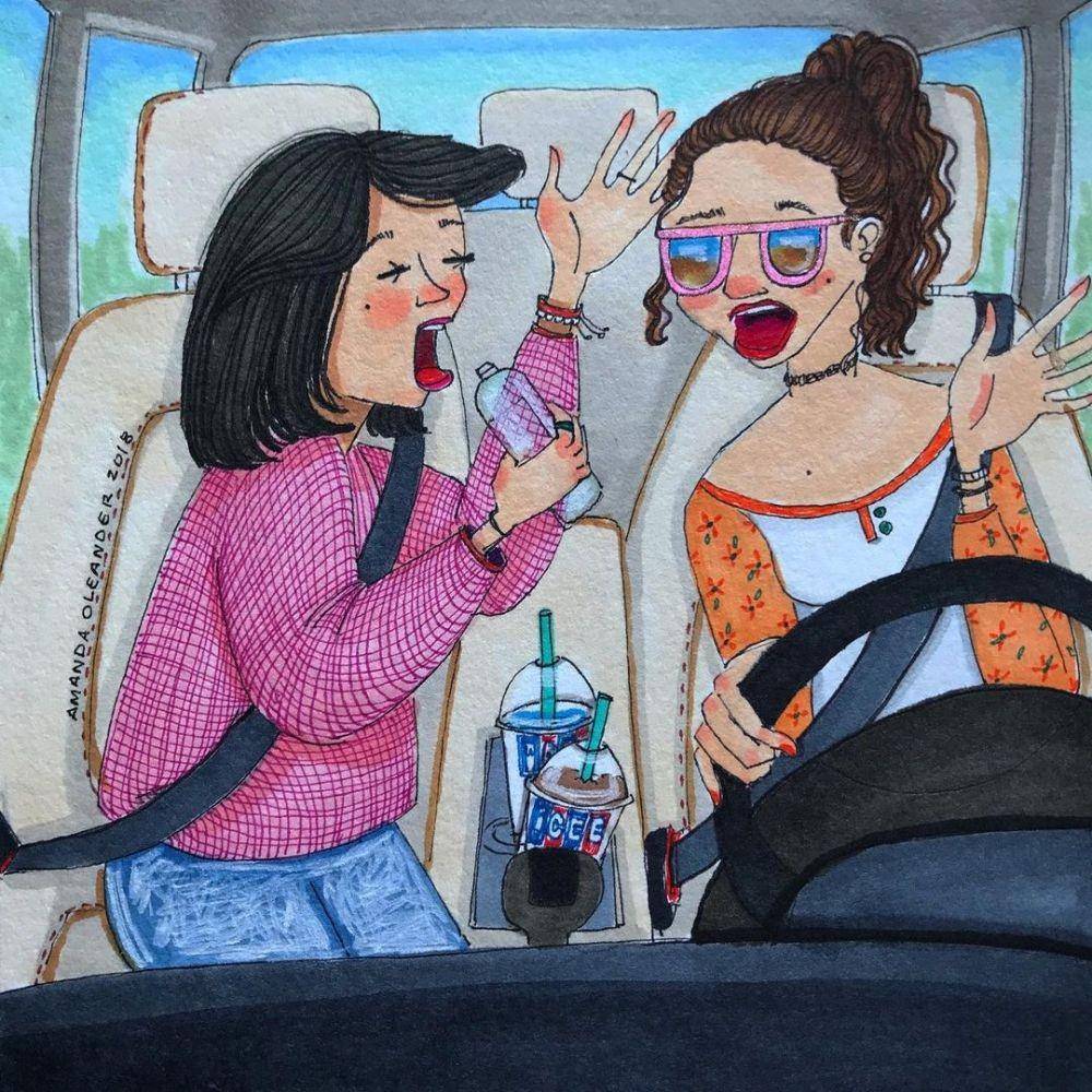 Ilustrasi cewek hangout. (instagram.com/amandaoleander)