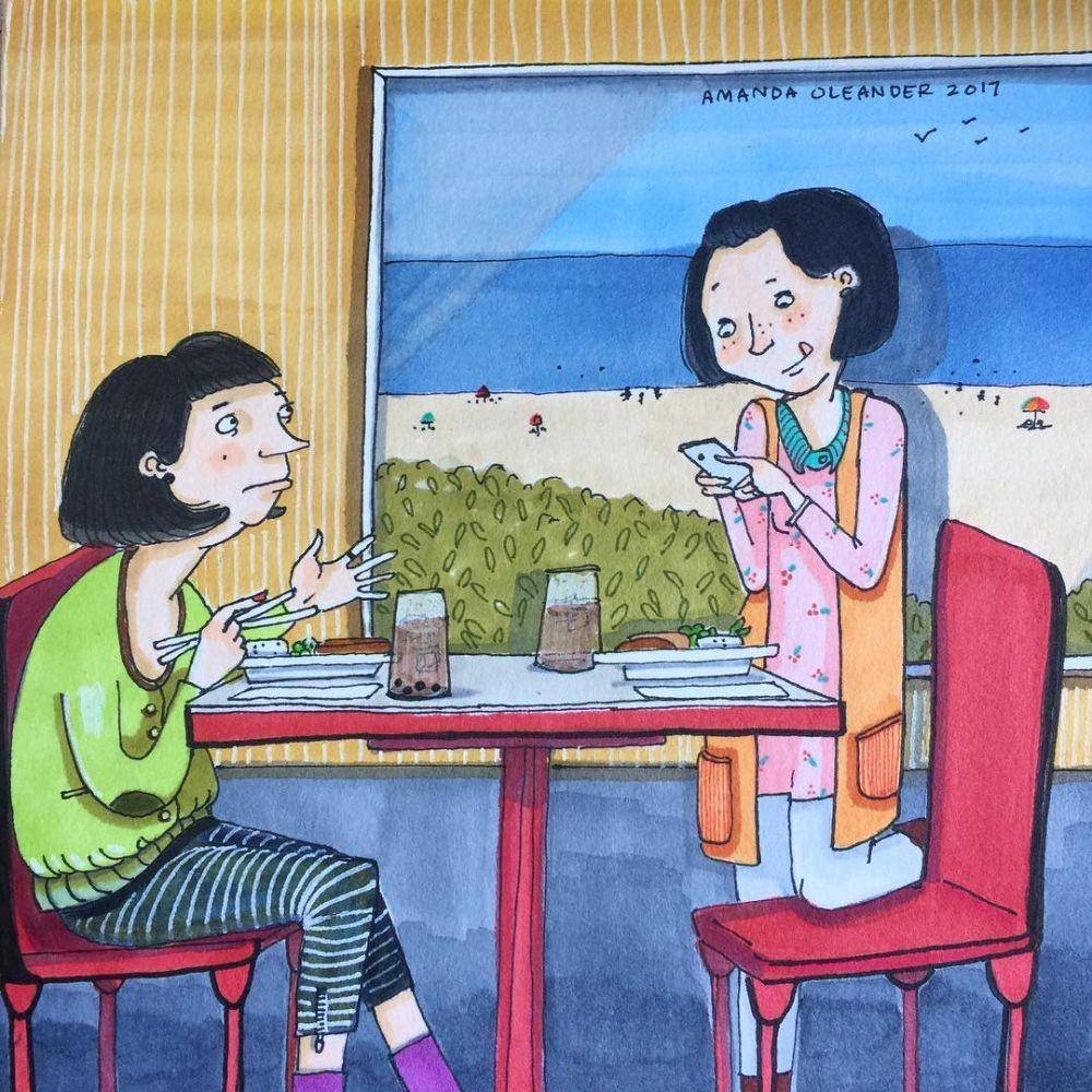 Ilustrasi cewek hangout. (instagram.com/amandaoleander)