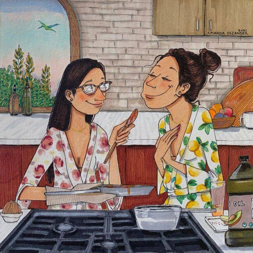 Ilustrasi cewek hangout. (instagram.com/amandaoleander)