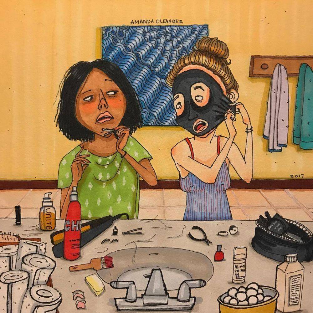 Ilustrasi cewek hangout. (instagram.com/amandaoleander)