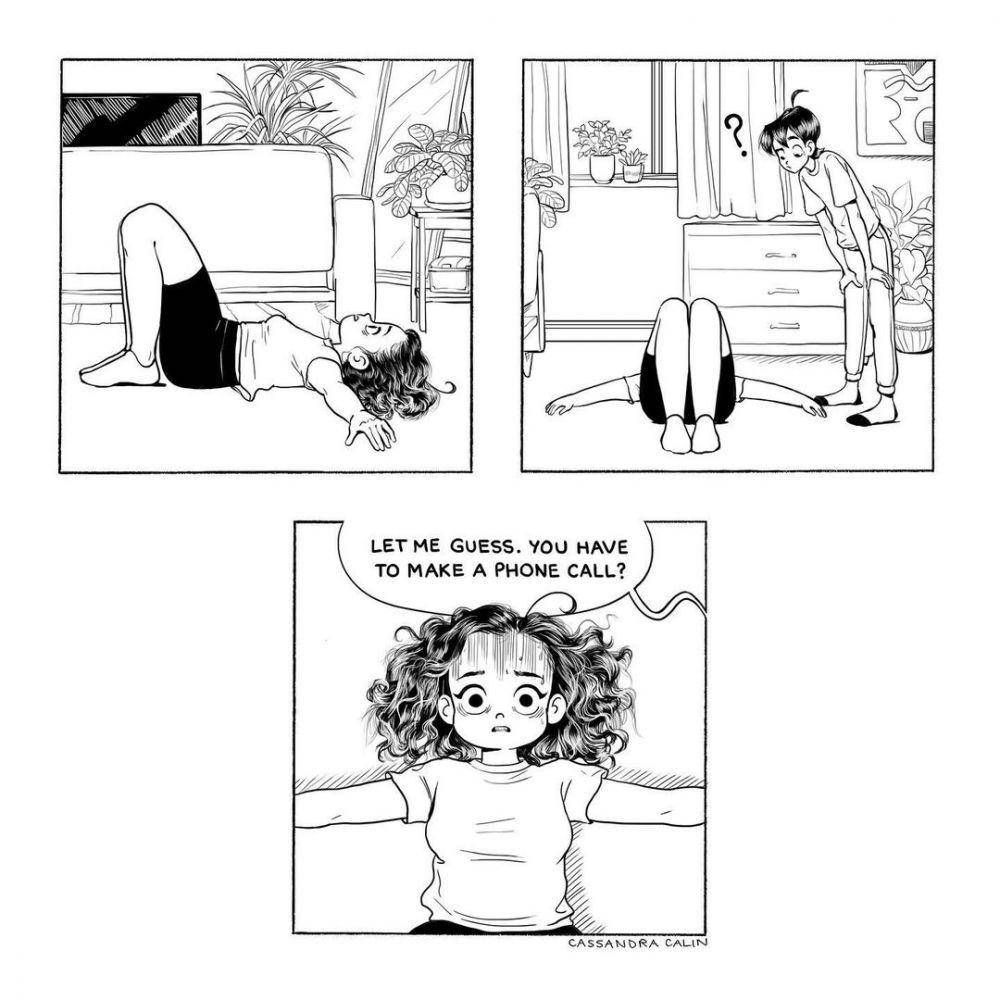 ilustrasi keseharian cewek. (instagram.com/cassandracalin)