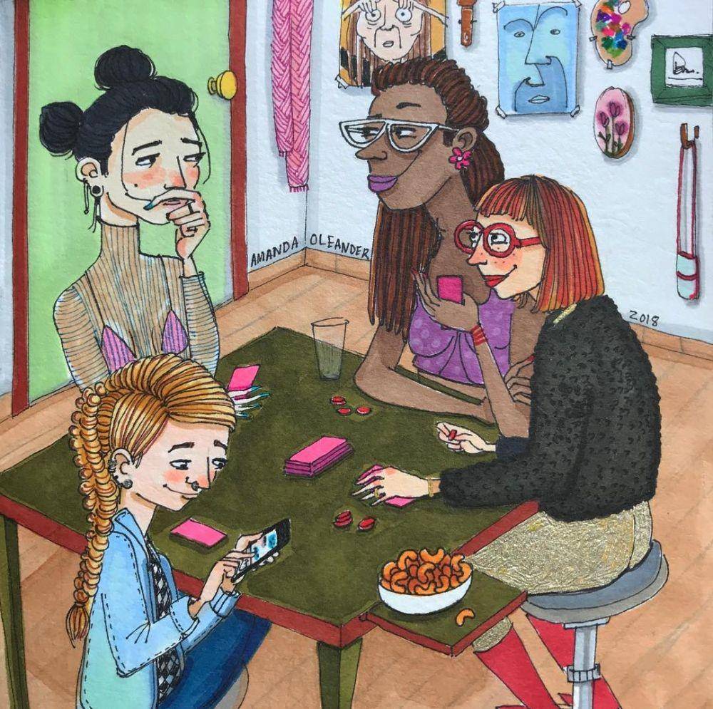 Ilustrasi cewek hangout. (instagram.com/amandaoleander)