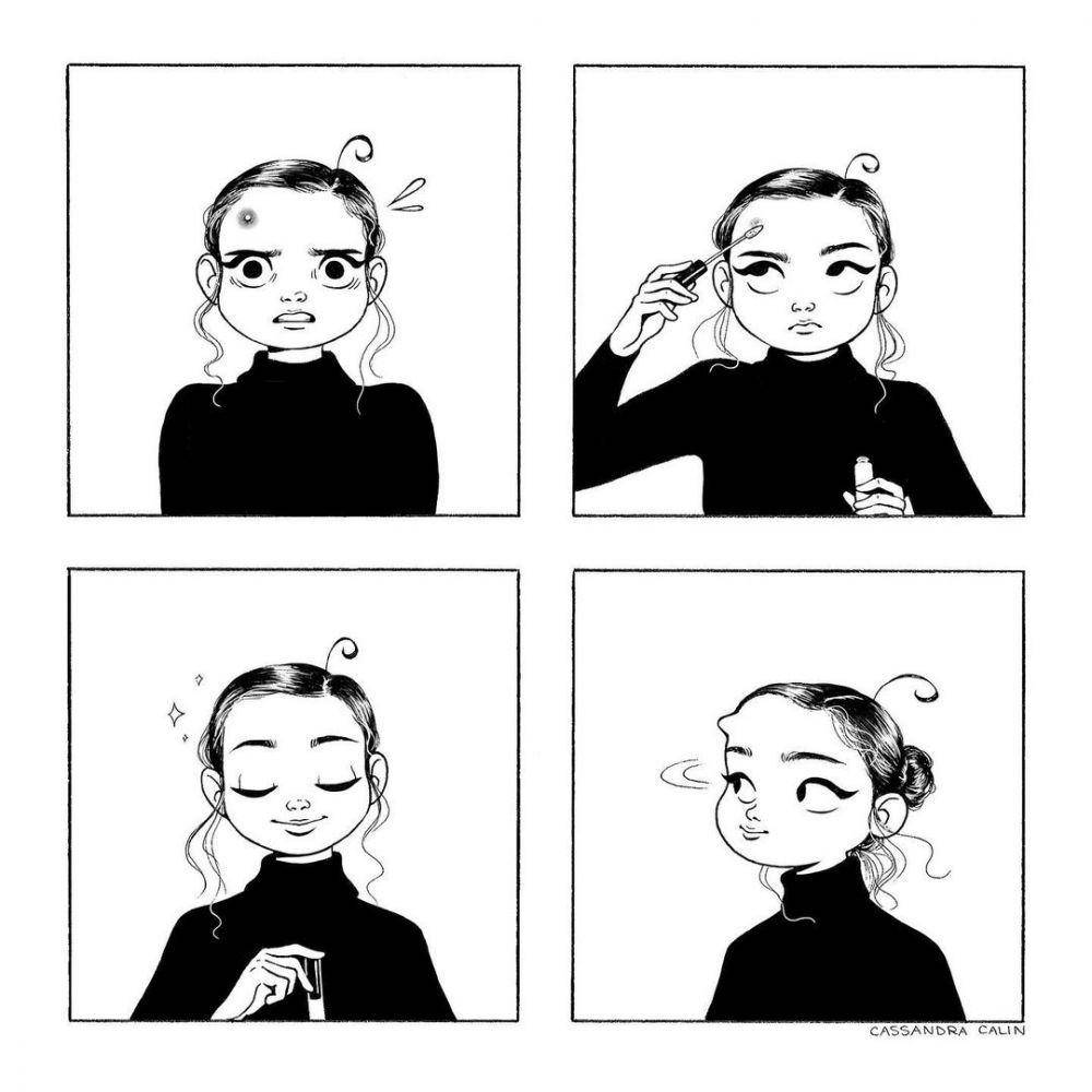 Ilustrasi keseharian cewek. (instagram.com/cassandracalin)