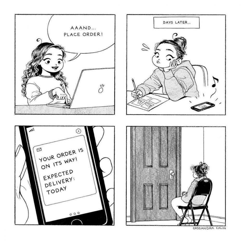 Ilustrasi keseharian cewek. (instagram.com/cassandracalin)