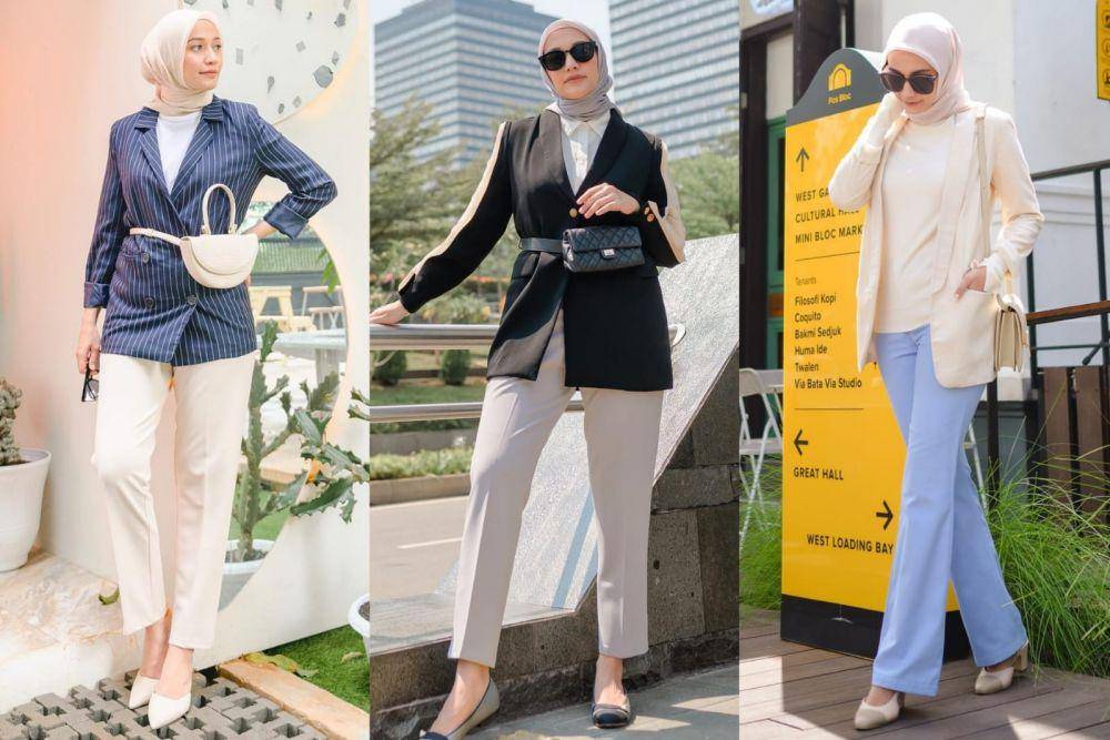 outfit ke kantor ala Mega Iskanti (instagram.com/megaiskanti)