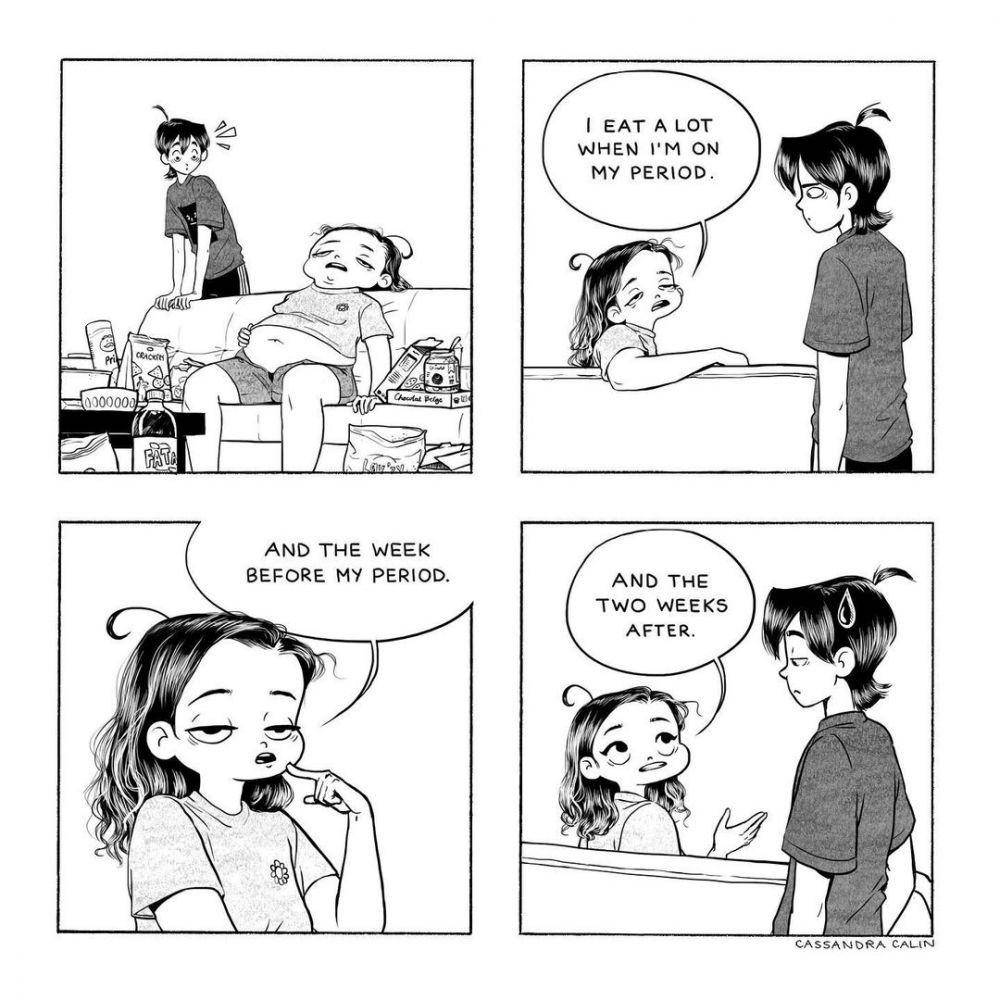 Ilustrasi keseharian cewek. (instagram.com/cassandracalin)