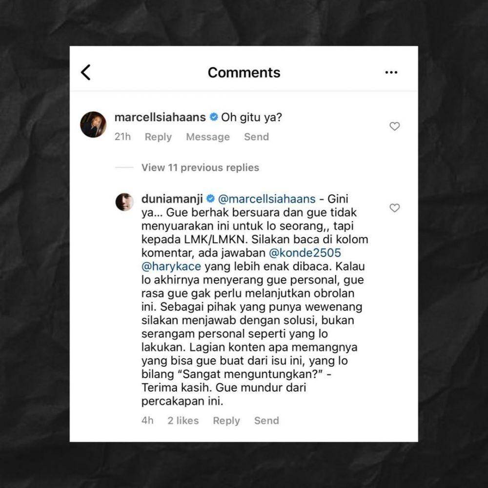 perseteruan Anji dan Marcell Siahaan di kolom komentar (instagram.com/duniamanji)