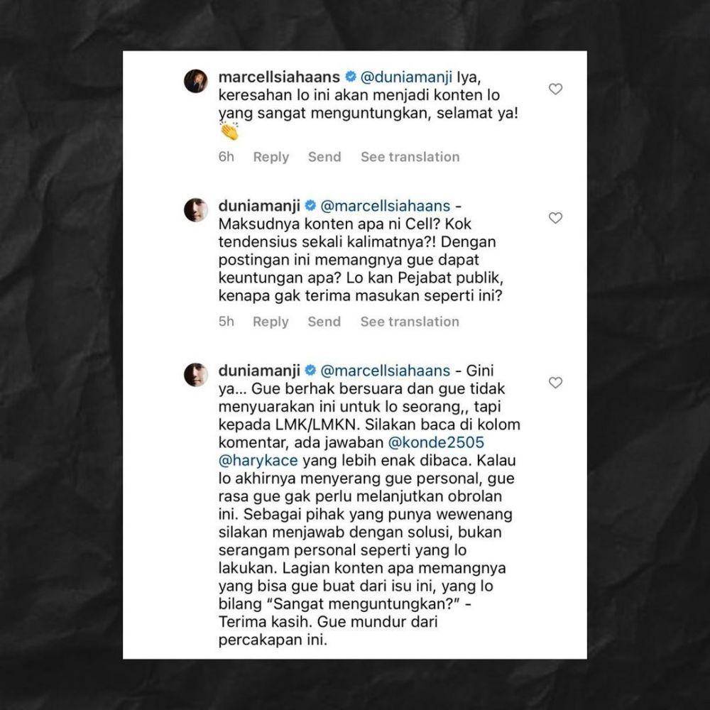 perseteruan Anji dan Marcell Siahaan di kolom komentar (instagram.com/duniamanji)