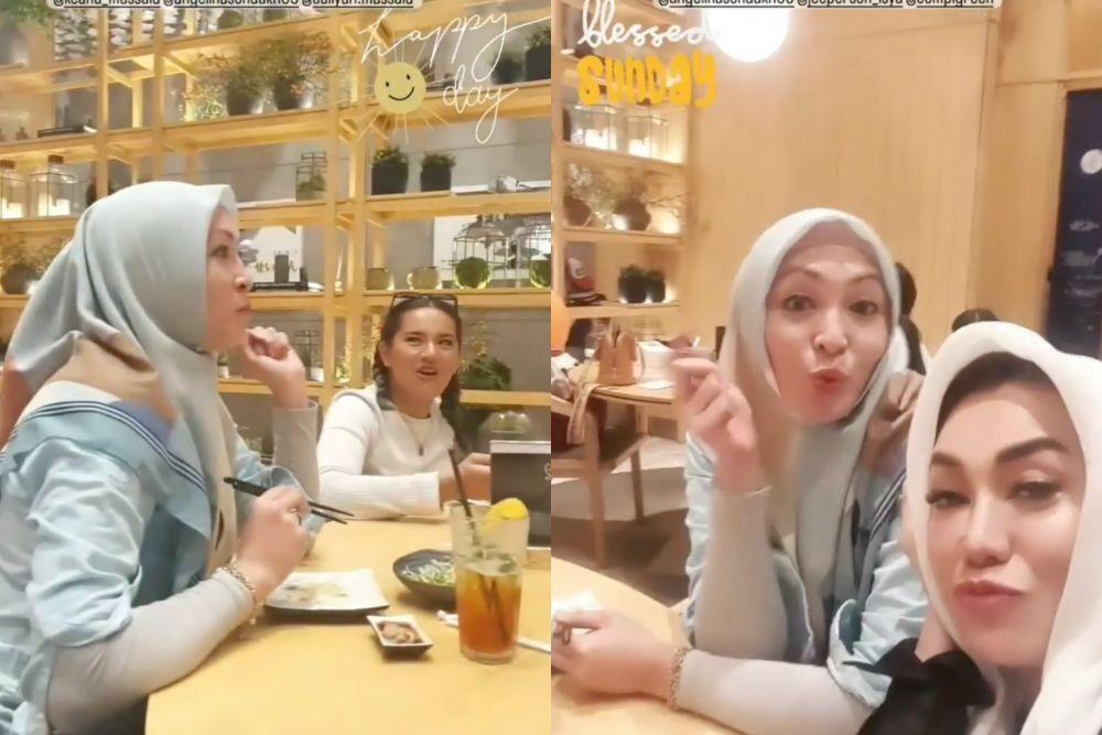 10 Momen Reza dan Angelina Sondakh Makan Bareng di Ultah Adjie Massaid