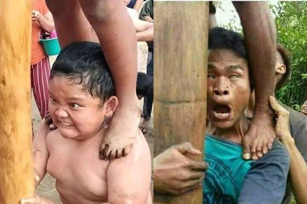 10 Potret Ekspresi Lucu Orang Ikut Lomba Panjat Pinang, Gak Kuat!