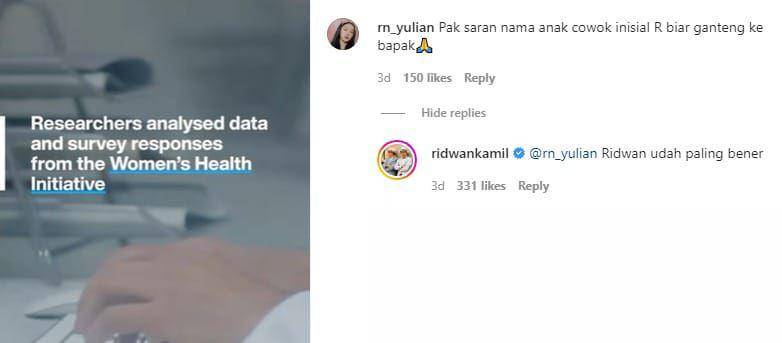 balasan komentar kocak Ridwan Kamil (instagram.com/ridwankamil)