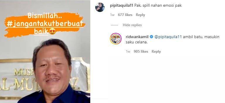 balasan komentar kocak Ridwan Kamil (instagram.com/ridwankamil)