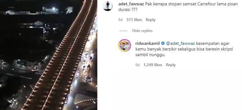 balasan komentar kocak Ridwan Kamil (instagram.com/ridwankamil)
