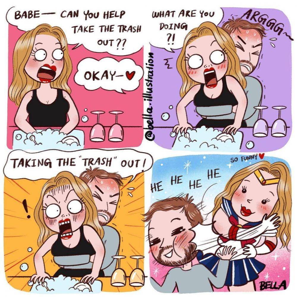 Ilustrasi pasangan suami istri. (instagram.com/bella.illustration)