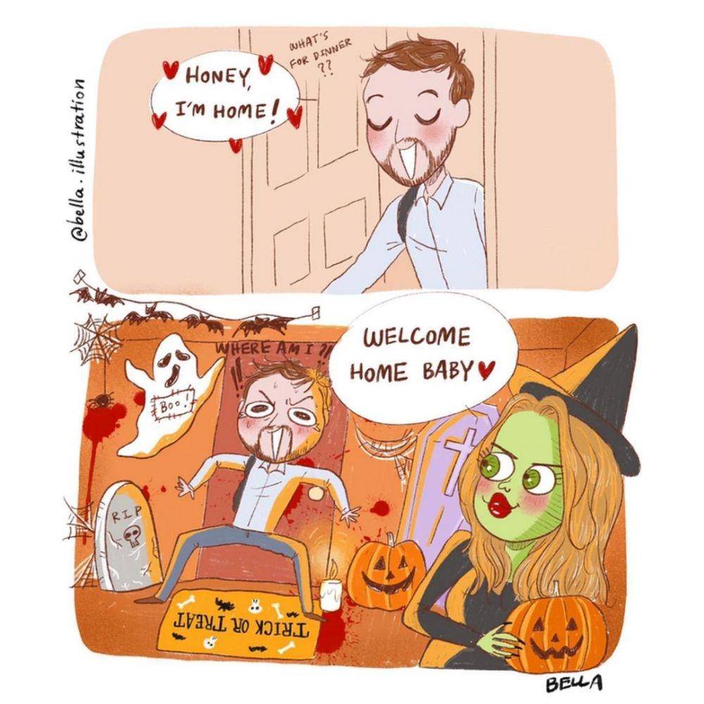 Ilustrasi pasangan suami istri. (instagram.com/bella.illustration)