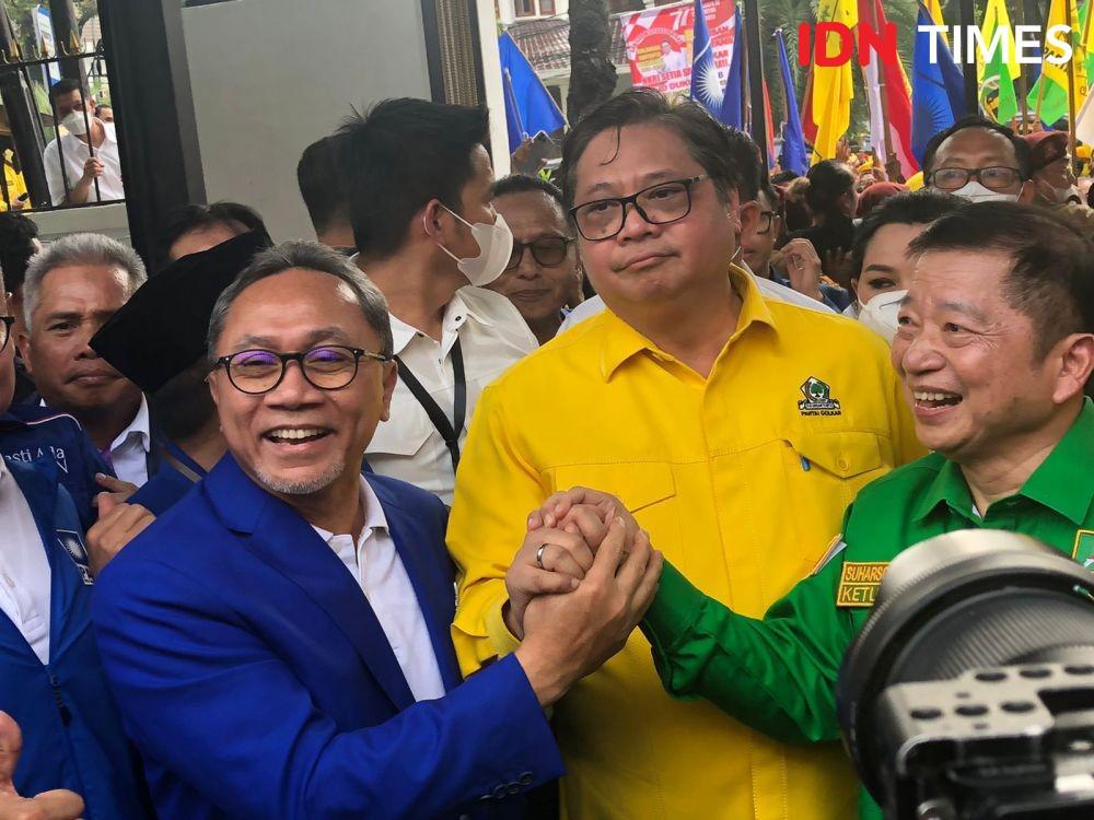 KIB Datang Bareng ke KPU, Airlangga Hartarto Sempat Sulit Masuk