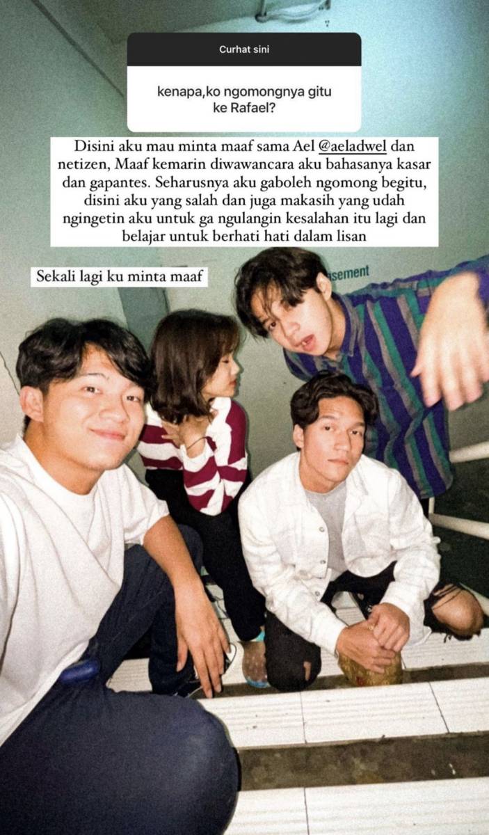 permintaan maaf Fuji untuk Rafael Adwel (instagram.com/fuji_an)