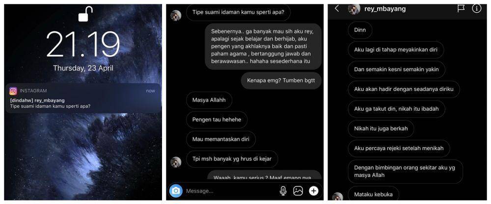 chat Dinda Hauw dan Rey Mbayang (instagram.com/dindahw)