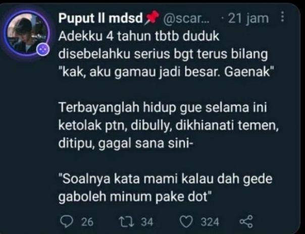 celotehan adik penuh kepolosan (twitter.com/puputmsd)