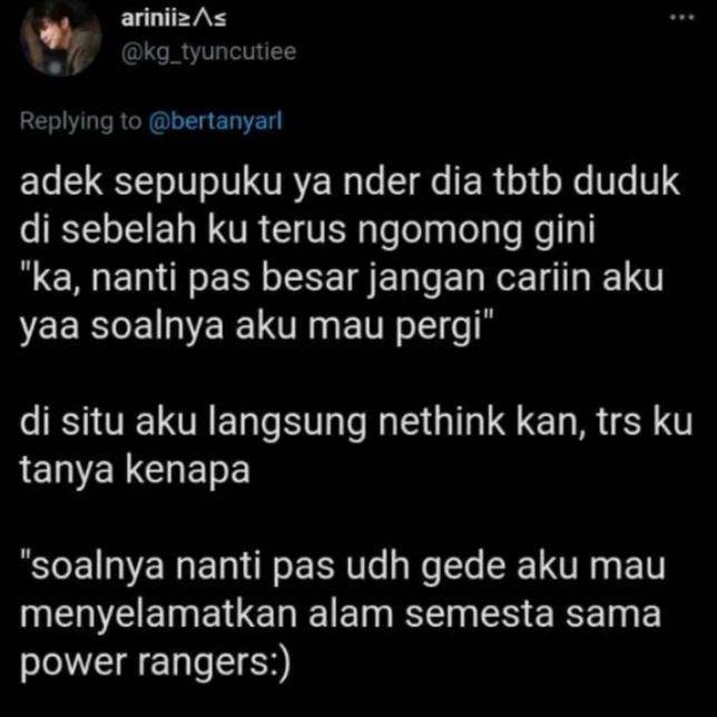 celotehan adik penuh kepolosan (twitter.com/arinii)