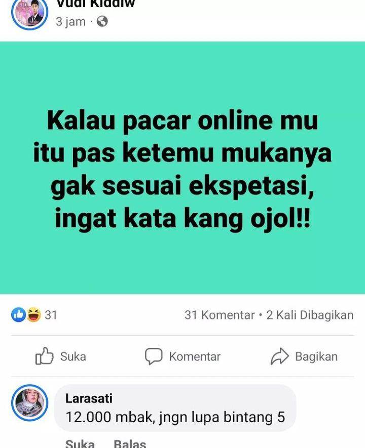 status FB driver ojek online kocak (instagram.com/meme.wkwk)
