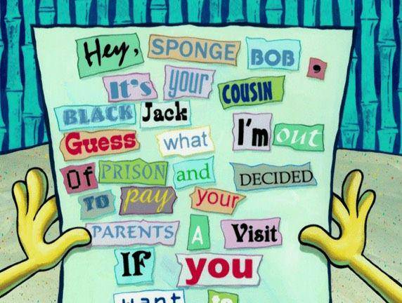 Surat dari BlackJack untuk SpongeBob. (dok.Nickelodeon/SpongeBob SquarePants)