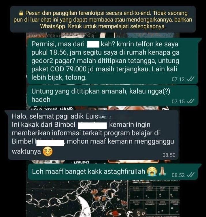 salah kirim chat ke kurir (twitter.com/txtdrikurir)