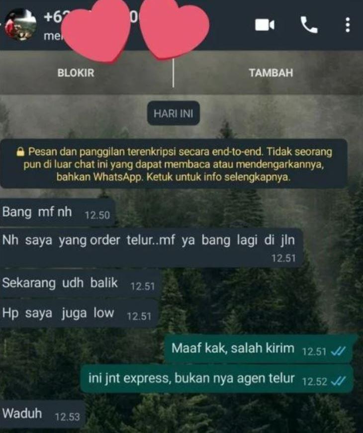 salah kirim chat ke kurir (twitter.com/txtdrikurir)