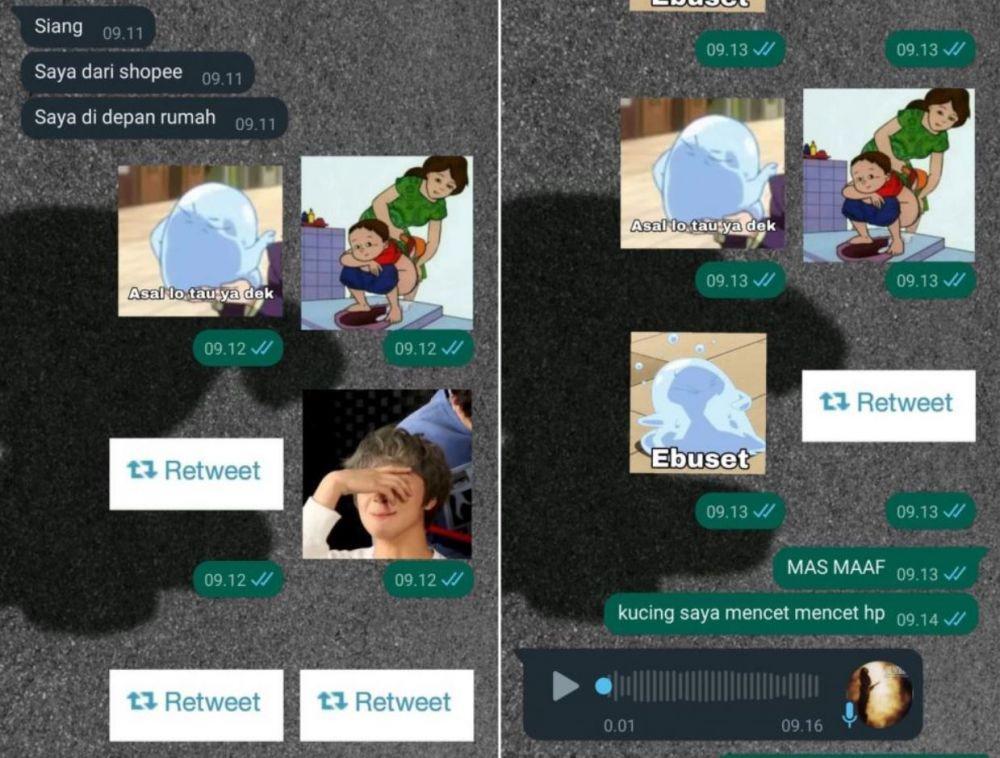 salah kirim chat ke kurir (twitter.com/txtdrikurir)