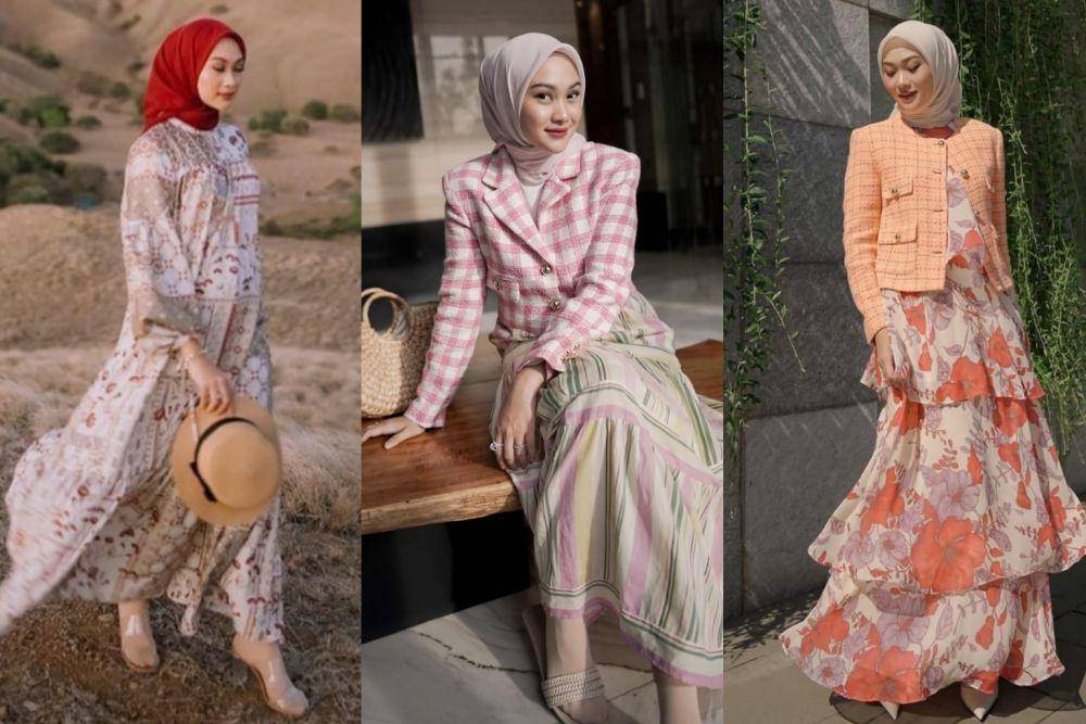 padu padan outfit pattern ala Indah Nada Puspita (instagram.com/indahnadapuspita)