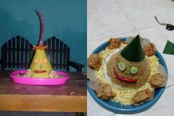 10 Potret Bentuk Nasi Tumpeng Ini Beda dari yang Lain, Kocak Abis