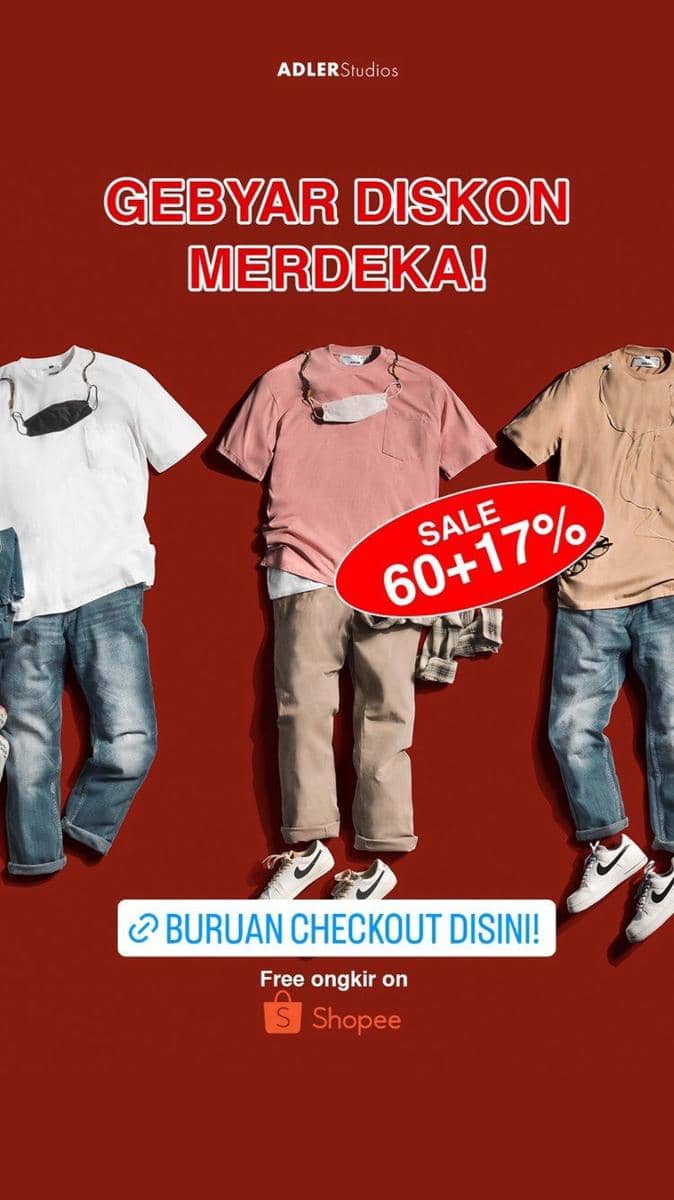 Promo fashion pria dalam rangka HUT RI ke-77 (Instagram.com/adler.studios)