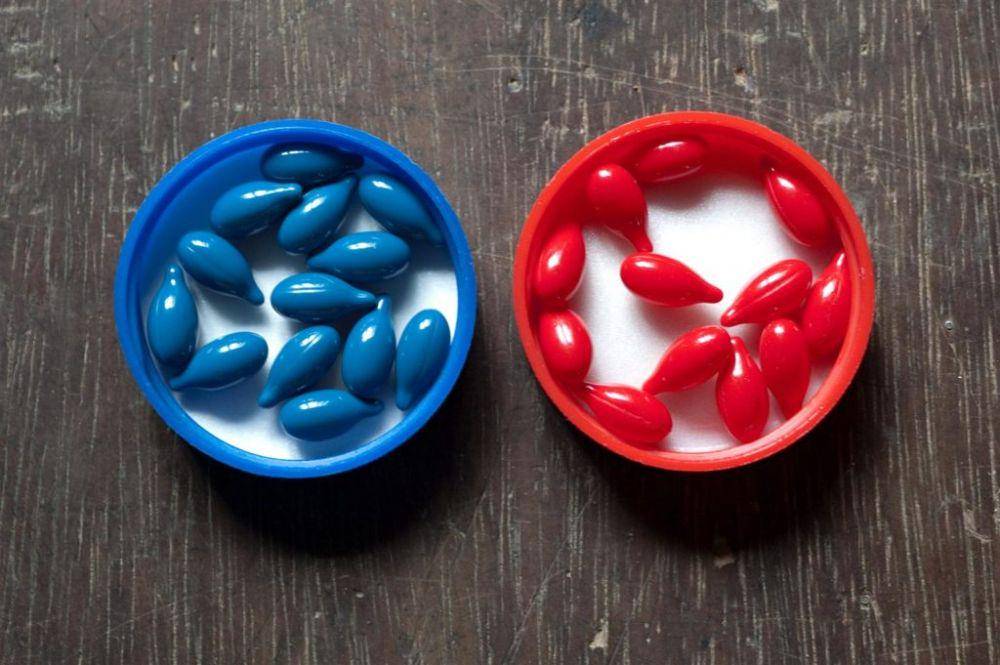 ilustrasi kapsul vitamin A warna biru dan merah (blogs.unicef.org/UNICEF)