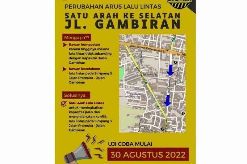 Kurangi Kemacetan, Mulai 30 Agustus Jalan Gambiran Diubah Searah