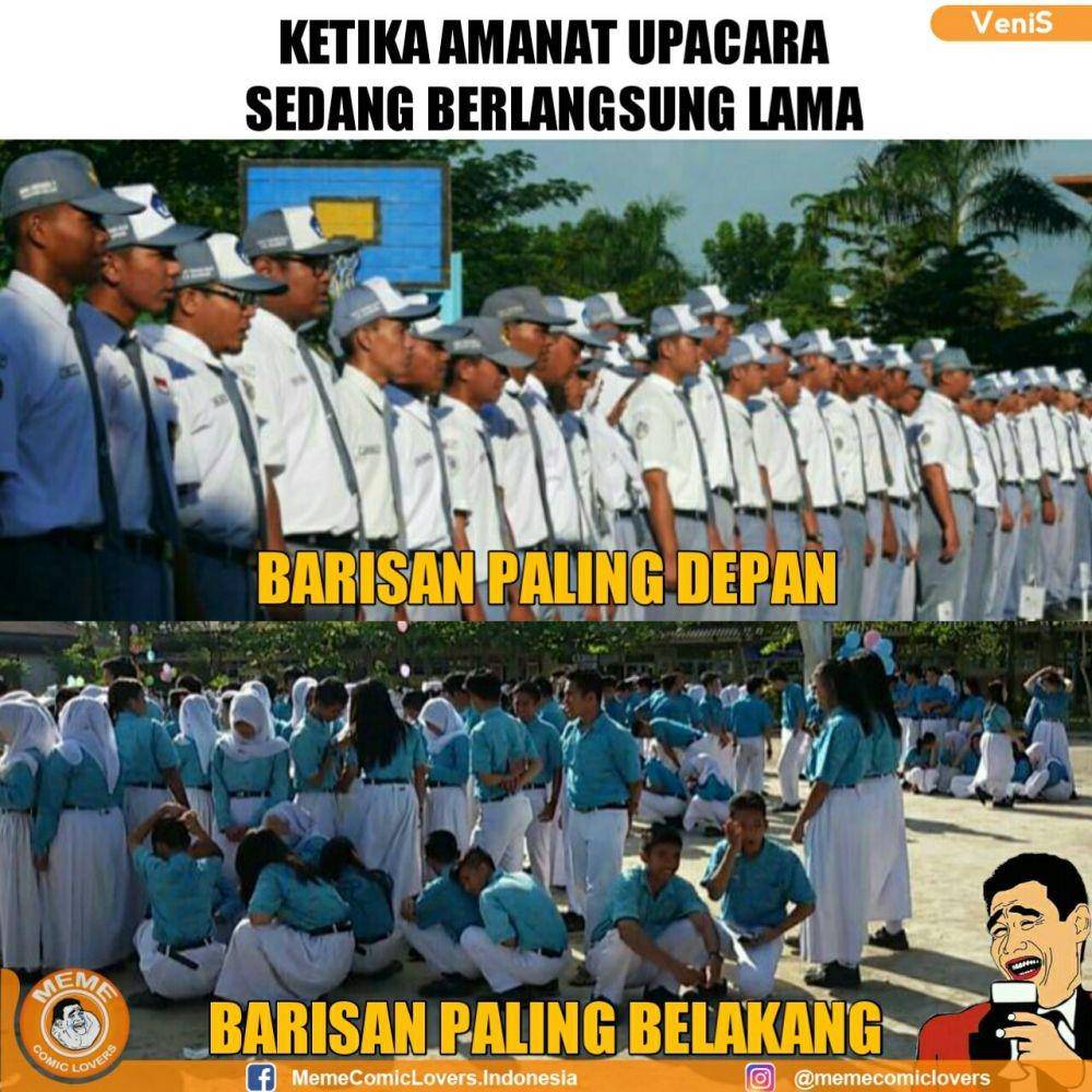 meme upacara bendera (facebook.com/memecomiclovers.indonesia)