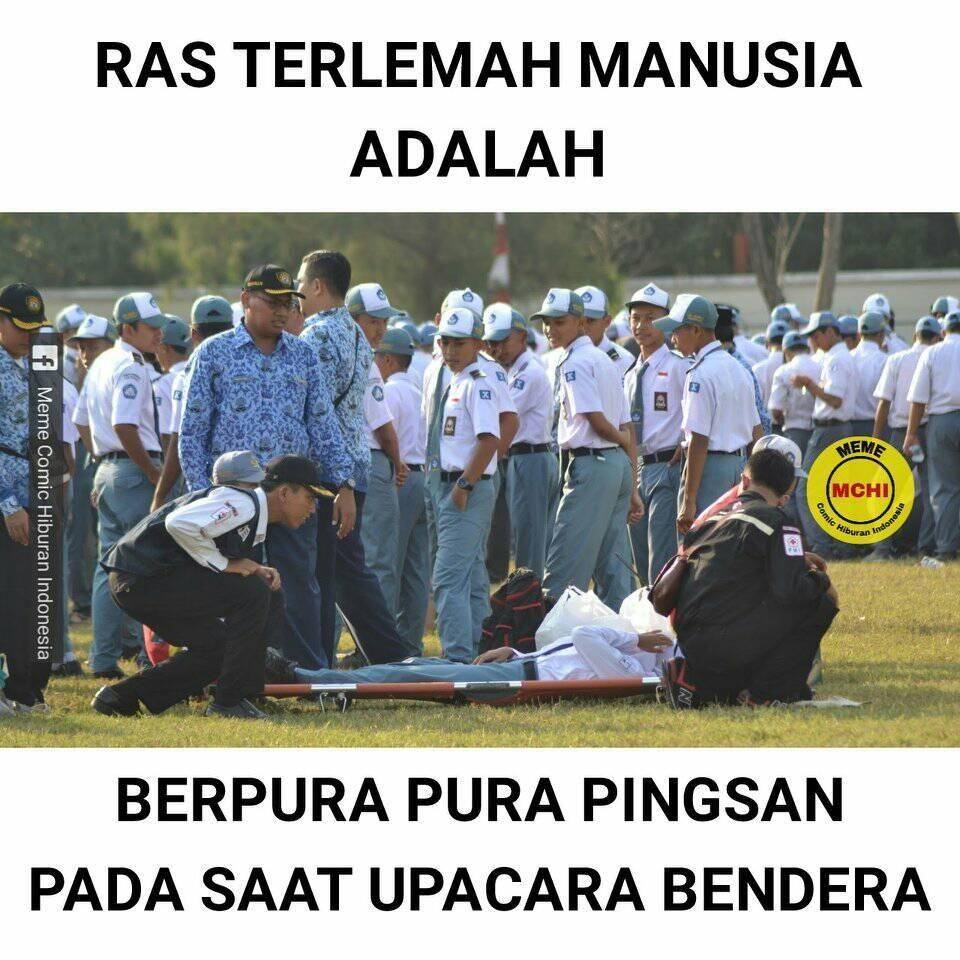 meme upacara bendera (facebook.com/memecomichiburan.id)