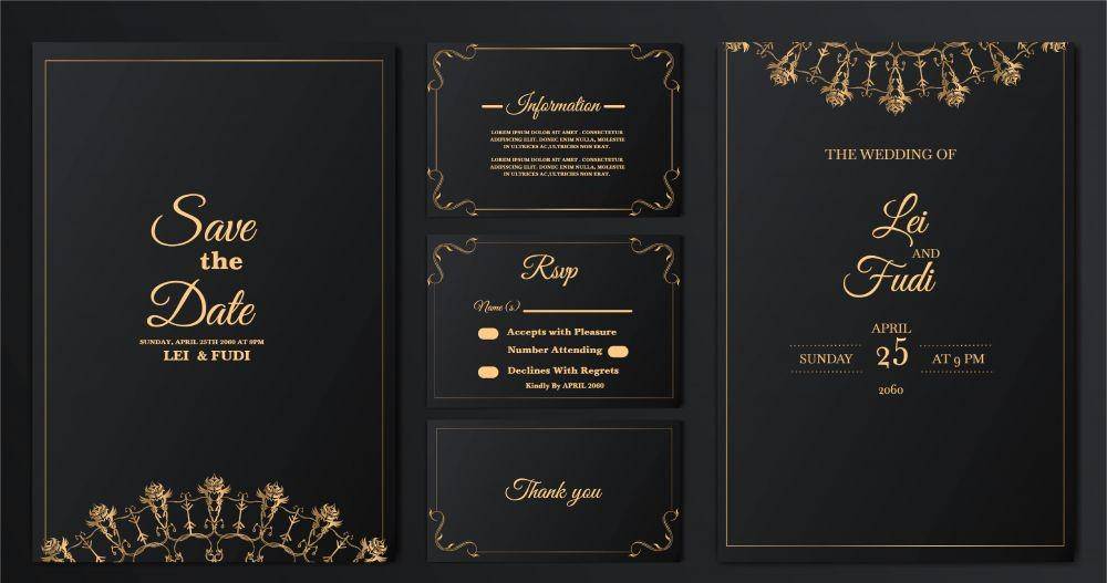 ilustrasi undangan pernikahan hitam elegan (Freepik.com/nuansa34)