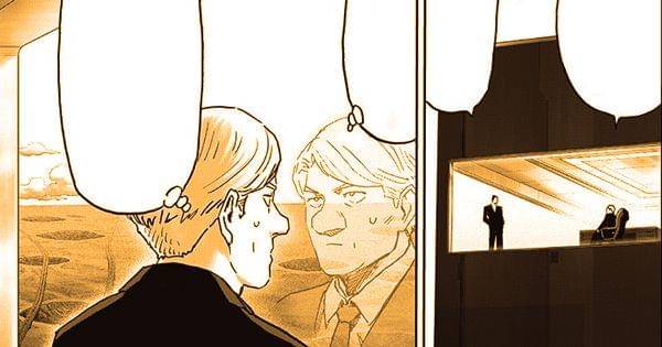 Dua anggota asosiasi membicarakan masalah Garou yang akan menjadi pengganti Bang ( tonarinoyj.jp/One Punch-Man )