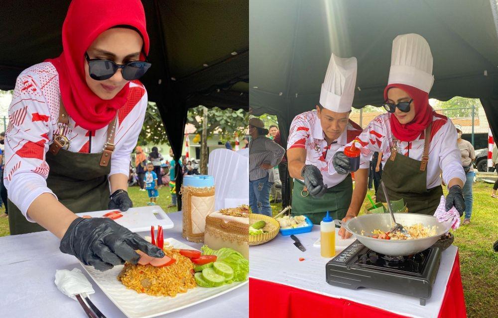 10 Momen Juliana Moechtar dan Suami Ikutan Lomba Masak Pas 17 Agustus