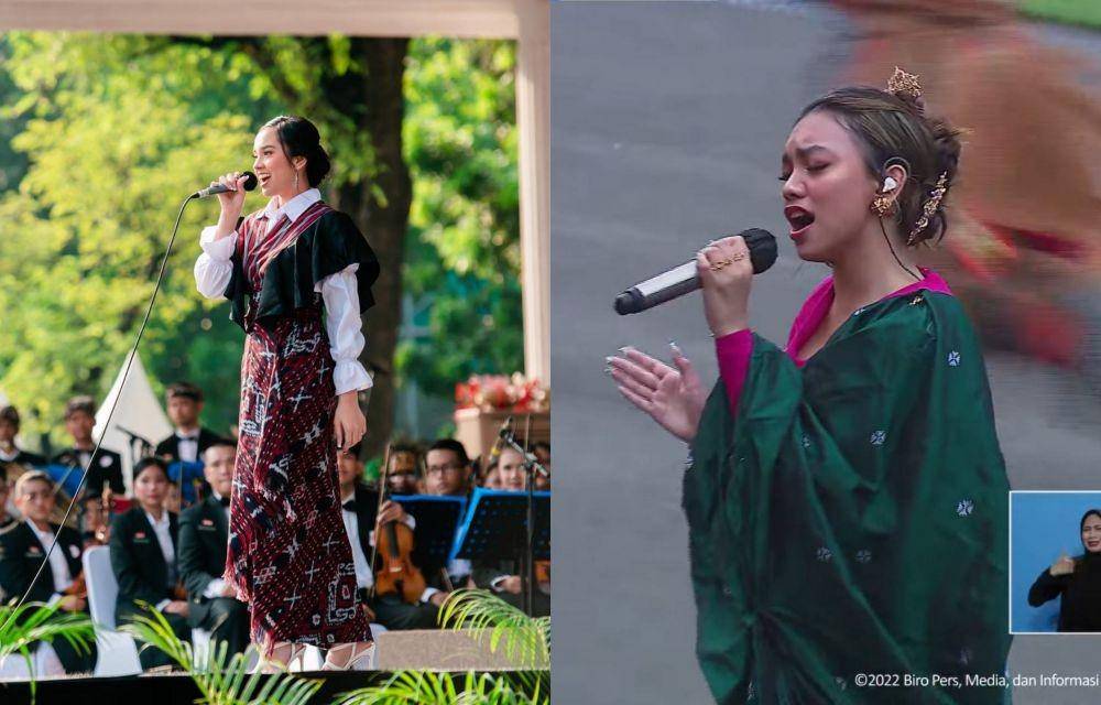 Lyodra Ginting dan Naura Ayu (Instagram.com/lyodraofficial/ | YouTube.com/Sekretariat Presiden/)