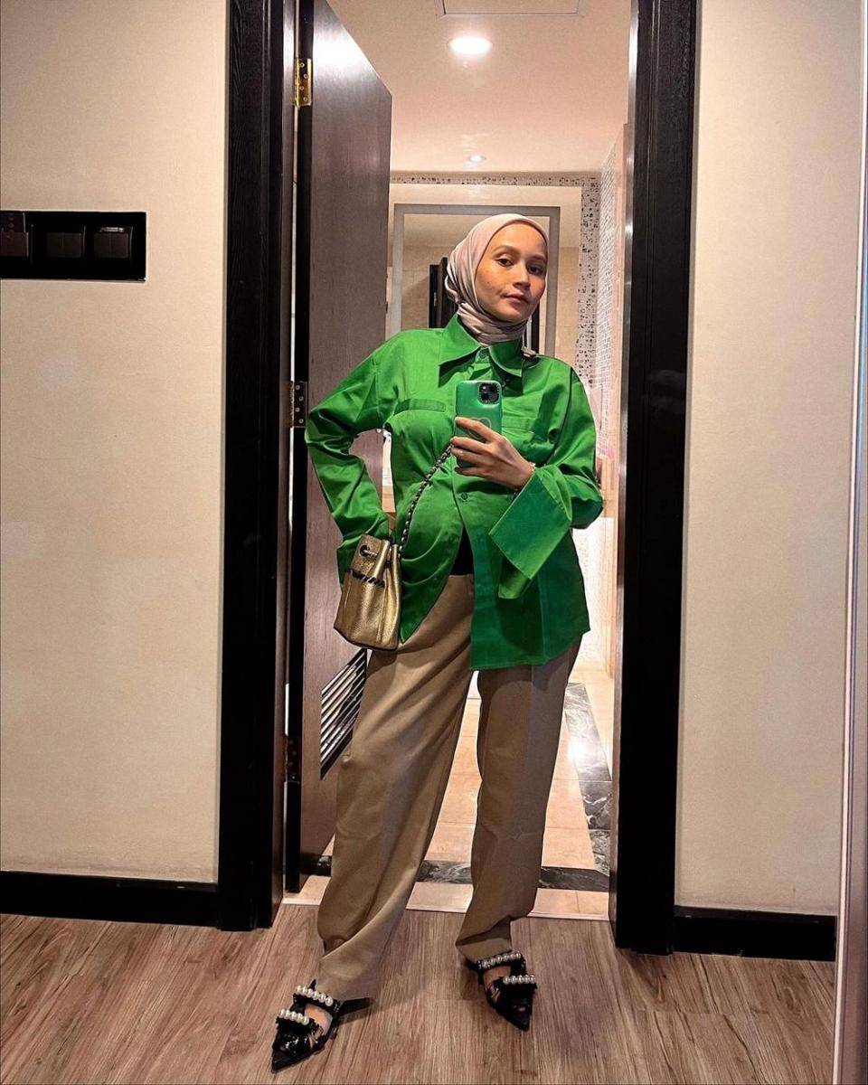 inspirasi outfit ibu hamil hijab ala nissa chair (instagram.com/nissachair)