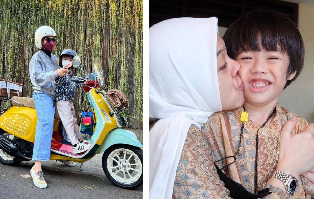 9 Potret Dian Ayu Lestari dan Langit, Ibu Anak Rasa Kakak Adik!